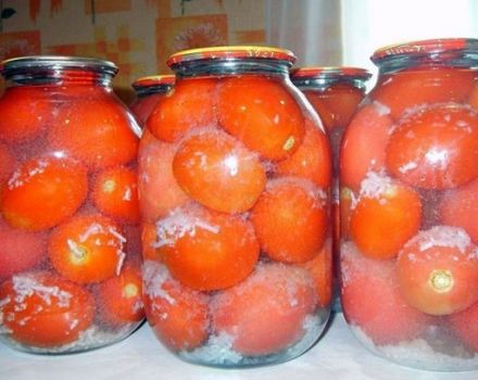 Recipe for canning tomatoes in the snow with garlic for the winter