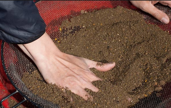 غربلة التربة من خلال غربال