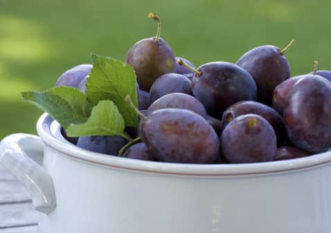 plums in a saucepan