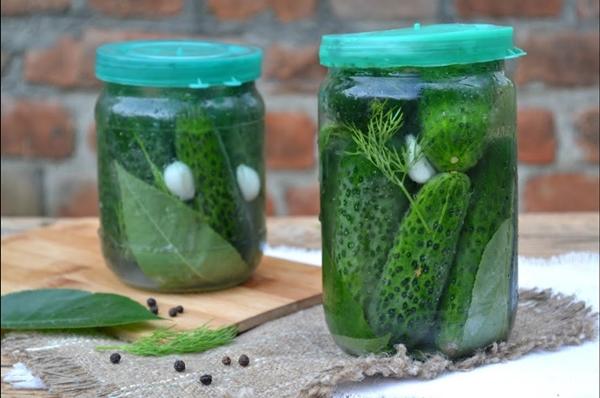 pepinos com uma vela para o inverno